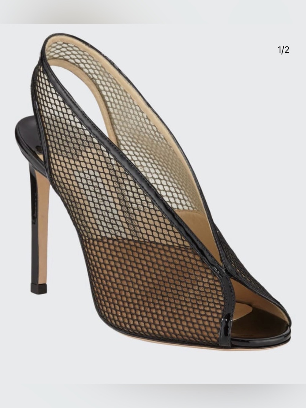 Jimmy Choo Shar Mesh Black Peep-Toe Slingback Pumps 37